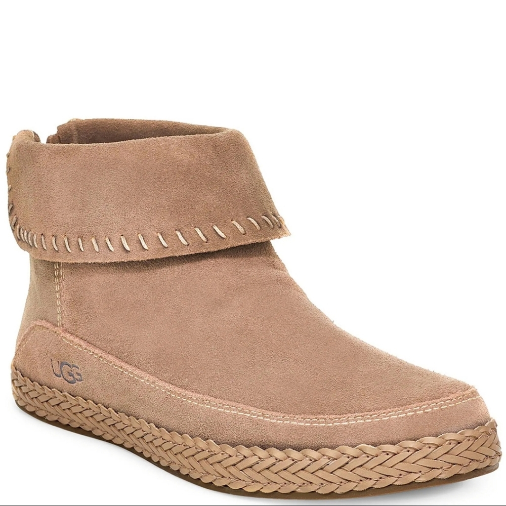 Ugg Varney Suede Moccasin Zip Up Ankle Boot Designer Whip Stitch #766
